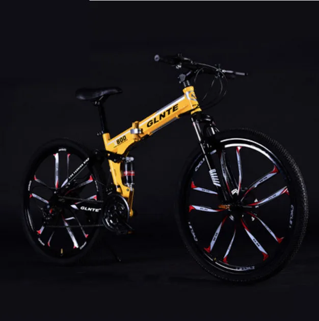 Бренд Горный Руль для велосипеда, углеродный Сталь рамки 21/24/27 Скорость горный велосипед 26 дюймов колеса дисковый тормоз складной велосипед Спорт на открытом воздухе Bicicleta - Цвет: D Yellow