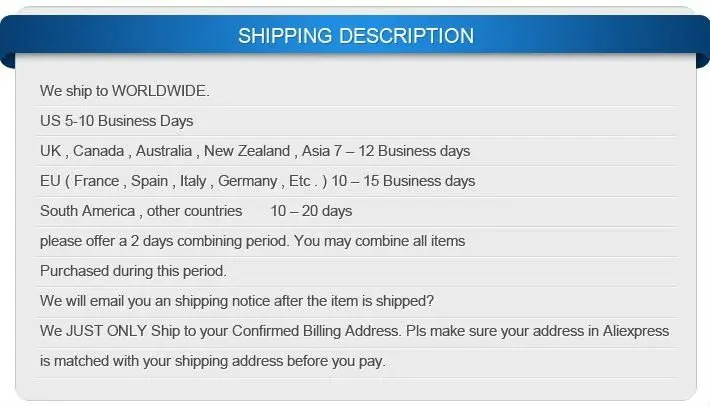SHIPPING DESCRIPTION 