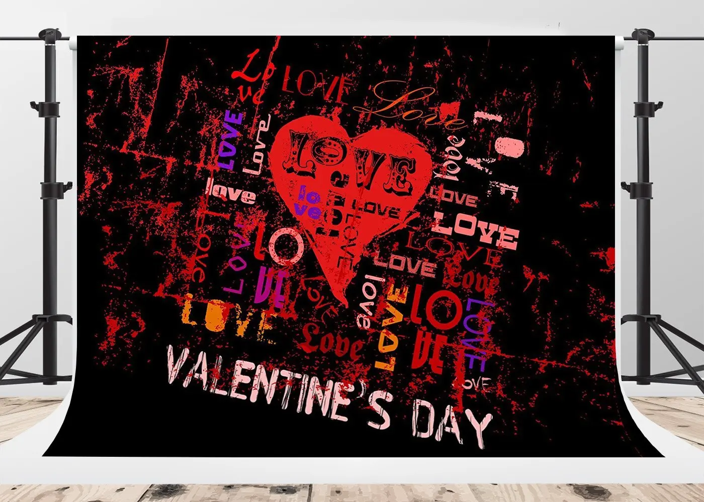 Graffiti Valentine's Day red love heart Black Background Vinyl cloth High quality Computer print wall backdrops | Электроника