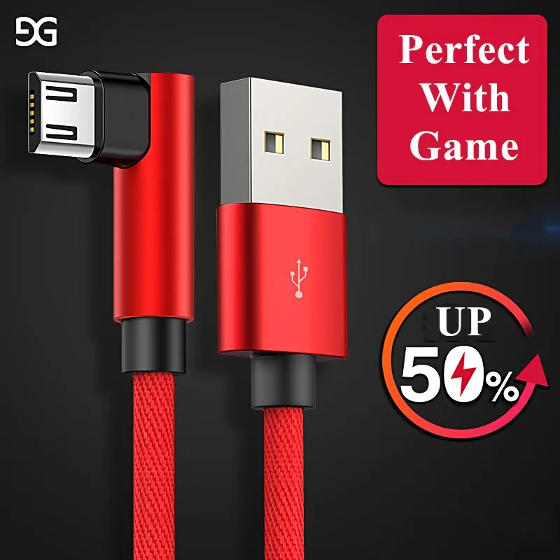 GUSGU Cable USB de 90 grados para iPhone 7 6X8 Cable de carga Cable de Cable rápido Micro USB adaptador de Cable USB tipo B