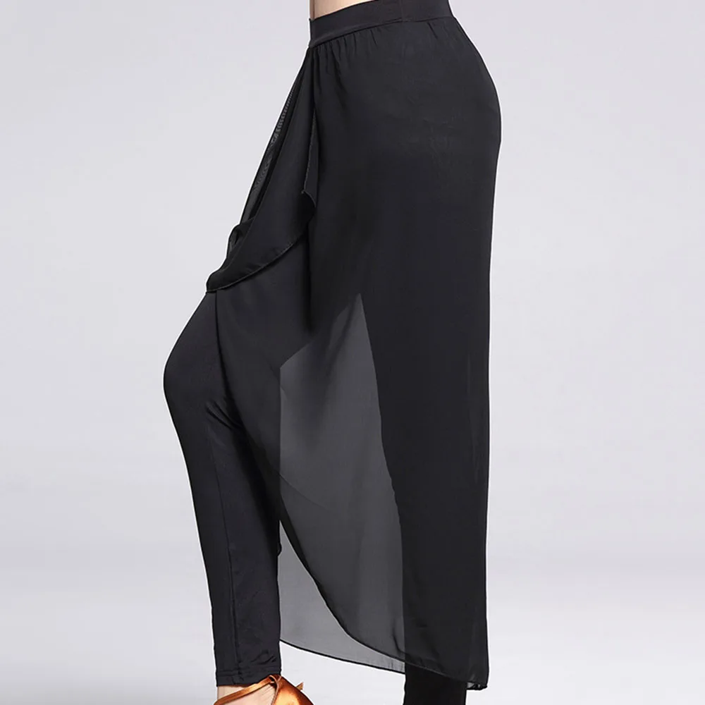 Женские брюки для латиноамериканских танцев черная длинная одежда фитнеса