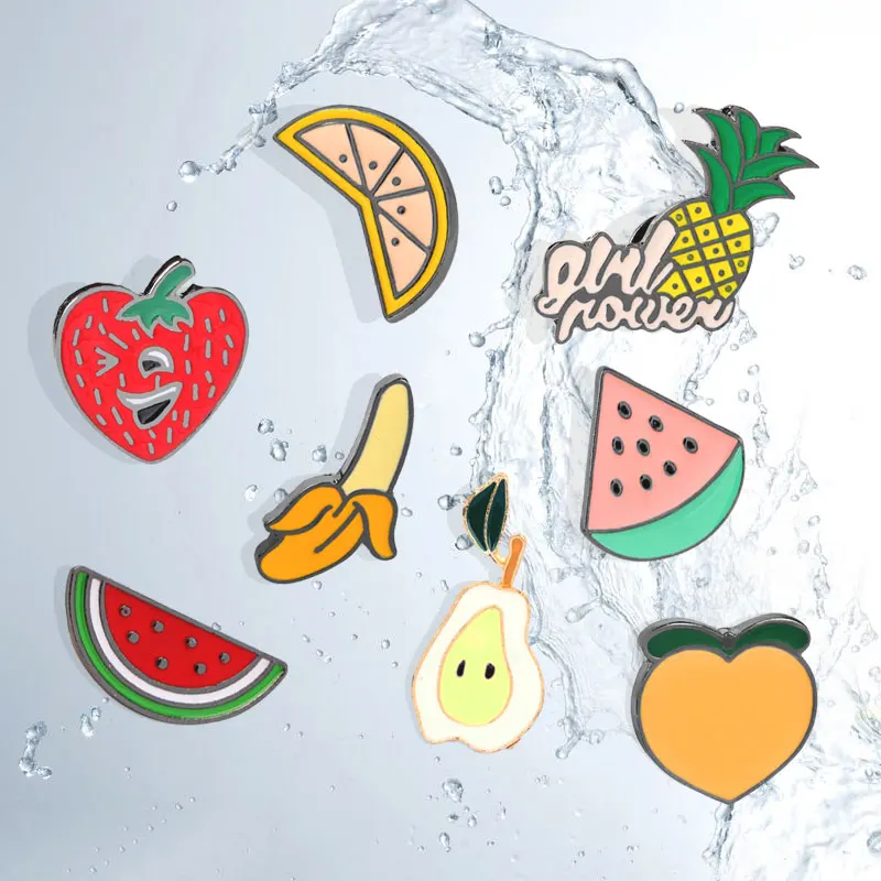 

Cartoon Fruit Brooch for Women Pineapple Vegan Pin Men Denim Jackets Lapel Enamel Metal Badge kids gifts Jewelry Hat Bag Button