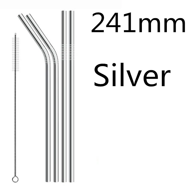 Silver 241 4 шт./компл. Многоразовые соломинкой Высокое качество 304 Нержавеющая сталь металлическая соломинка с чистящая щетка для кружек панели инструментов - Цвет: Silver 241