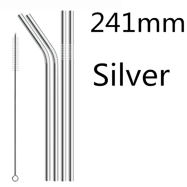 4 шт./компл. Многоразовые соломинкой Высокое качество 304 Нержавеющая сталь металлическая соломинка с чистящая щетка для кружек панели инструментов - Цвет: Silver 241