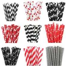 25pcs Black Red Paper Straws Design Straws for birthday wedding decorative party event Drinking Straws supplies