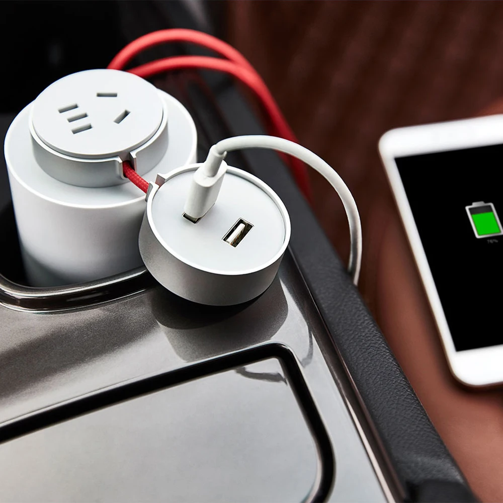 Original Xiaomi Mijia 100W Portable Car Power Inverter Converter DC 12V to AC 220V-240V with 5V/2.4