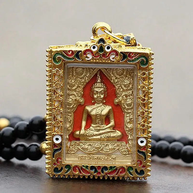 

Vintage Golden Buddha Amulet Pendant Necklace Fashion Bead Chain Thailand Buddha Amulets Pendants Jewelry Necklace AMU2001