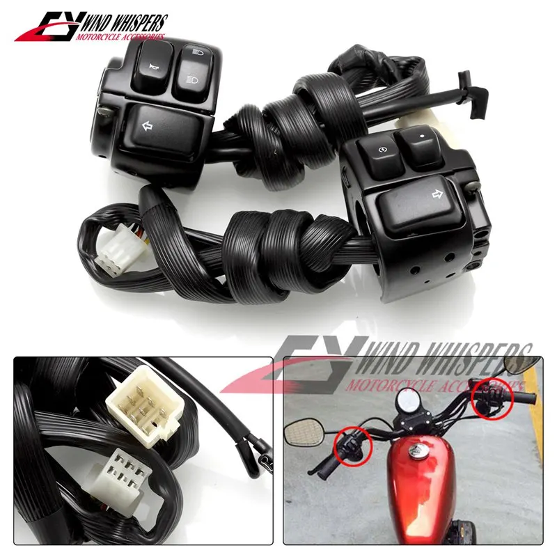

Motorcycle 1" 25m Handlebar Control Switch With Wiring Harness For 1996-2012 Harley Dyna Softail Sportster 883 1200 V-ROD