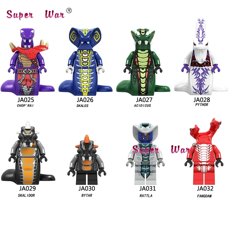 

Single Model Building Blocks Ninja Series Snake Acidicus Skales Rattla Bytar Pythor With Weapons Monsters Toys for children