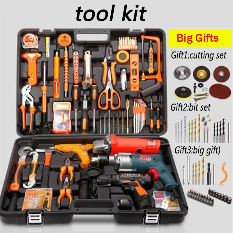 Household Tools Package Hardware Set Electric Drill Home Electrician Maintenance Multi-Functional Portable Hardware Tools Household Tools Package Hardware Set Electric Drill Home Electrician Maintenance Multi-Functional Portable Hardware Tools