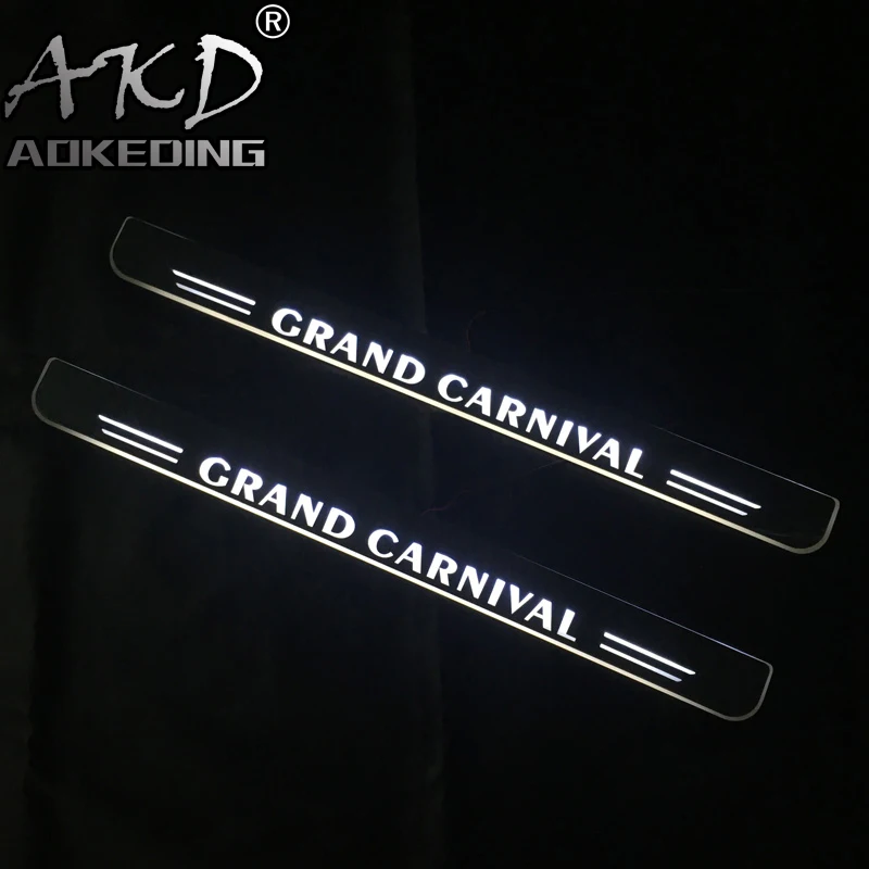 

AKD 4PCS Acrylic Moving LED Welcome Pedal Car Scuff Plate Pedal Door Sill Pathway Light For Kia Grand Carvinal 2012 2013 2014