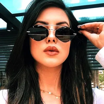 

Vintage Rhombus Rimless Sunglasses Women Punk Metal Hexagonal Sun Glasses For Men Polygon Ultralight Eyewear Silver Oculos UV400