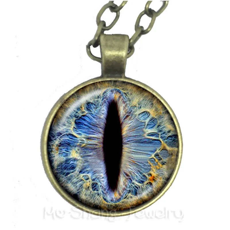 Модное цветное ожерелье от сглаза красивое животное дракон кошачий глаз сердце 25 мм стеклянный кабошон кулон подарок для фридендов - Окраска металла: 21