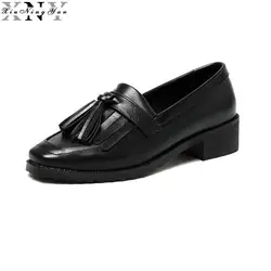 Xiuningyan/Женская обувь на плоской подошве без застежек с кисточками Туфли-оксфорды для Для женщин повседневные женские туфли на плоской