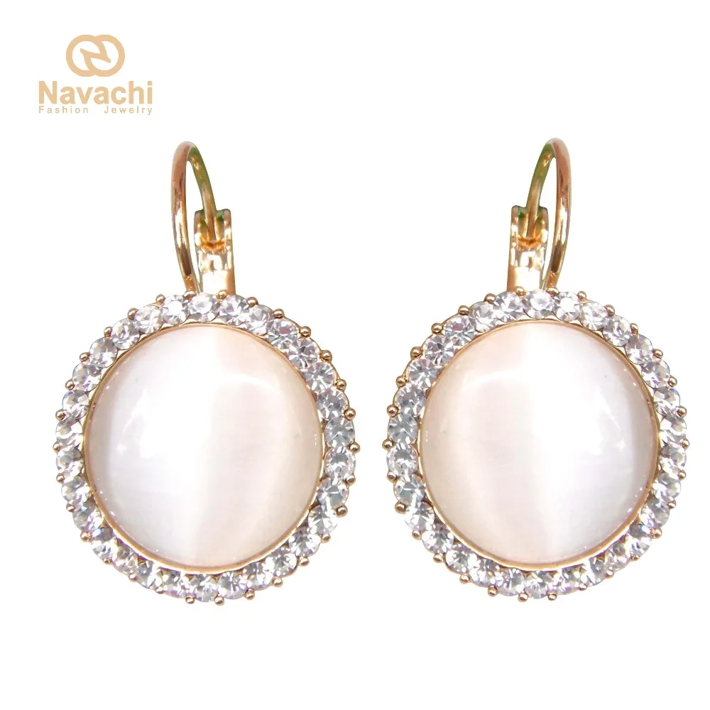 Навачи округлый опал GP Стразы кристаллический крючок Leverback Серьги SMT1080
