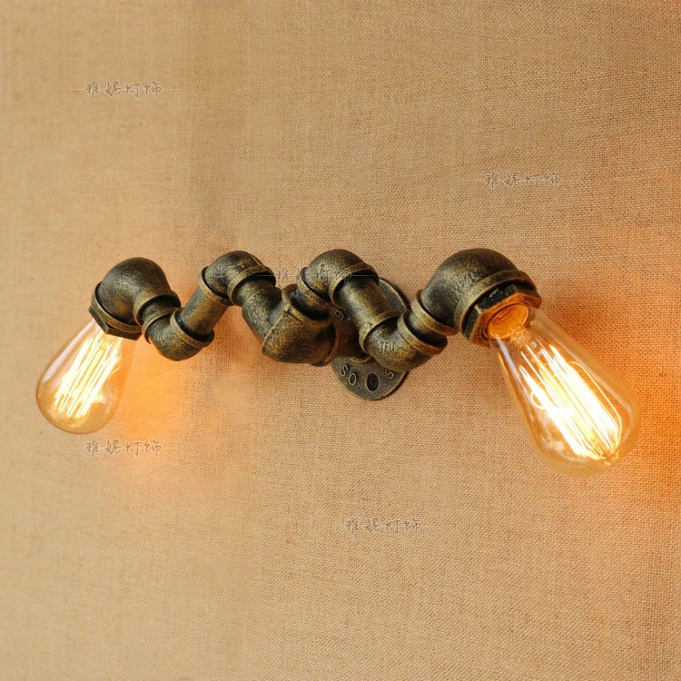 

creative coffee shop clothing store personality Industrial wind retro wall lamp bar decorative water pipe double wall lamps ZA
