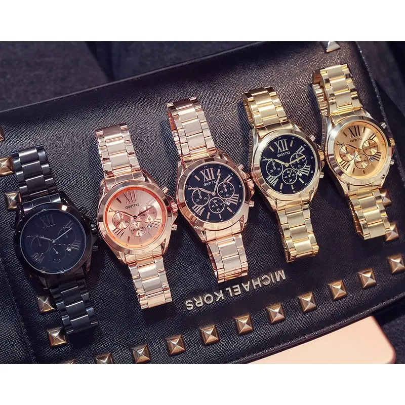 Роскошные Топ розовое золото женские часы Розовый нержавеющая сталь GIMTO бренд 30 метров водонепроницаемый кварцевые женские наручные часы Золотое платье часы