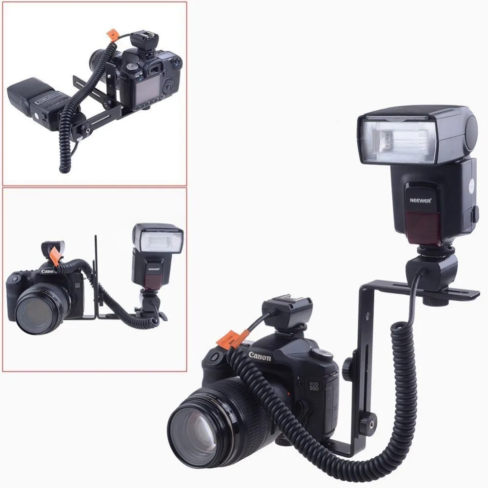 Photo Studio Double Dual Camera Bracket L Shaped Flash Bracket