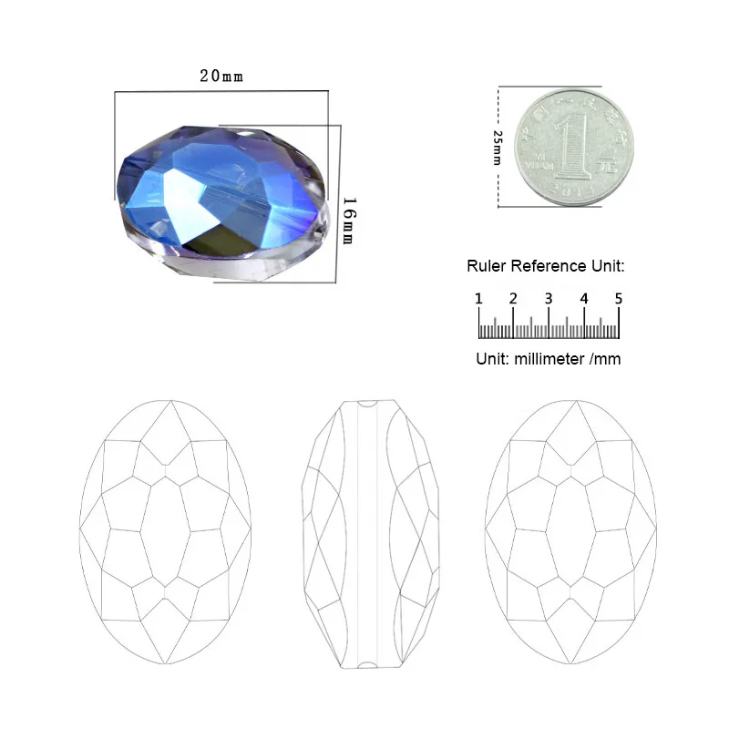 16*20 мм 10 шт. ограненная овальная форма овальные глаза Хрустальная бусина для ювелирных изделий Изготовление браслетов DIY