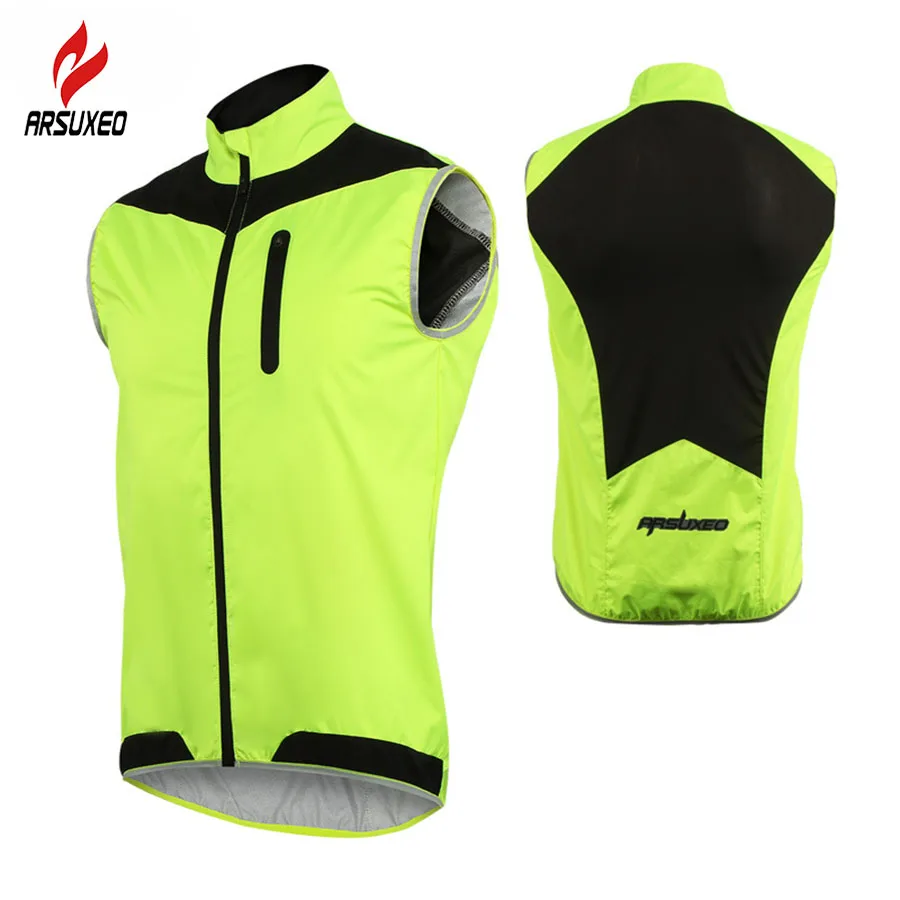 

ARSUXEO Cycling Vest Windproof Cycling Jacket Sleeveless Running Sportswear MTB Road Bike Jerseys Bicycle Clothing Wind Coat