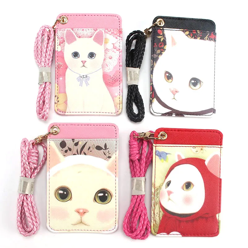 

1Pcs Vertical Style ID PU Leather Badge Holder Business Case Card Holders Name Tag Id Card Lanyard Accessories For School Office