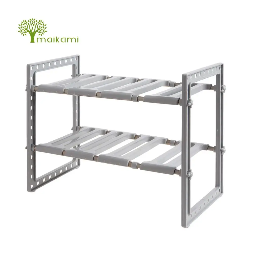 

MAIKAMI Plastic Kitchen Shelf for Spices Seasoning Bottles Bathroom Storage Racks Standing Type Double Layer House Organizer