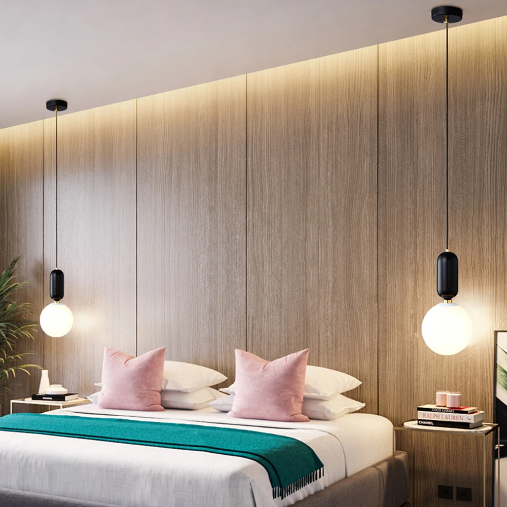  Nordic LED Pendant Lights Frosted Glass Industrial Handin Pendant Lamp Modern Bedroom Hanglamp Livi - 32954273358