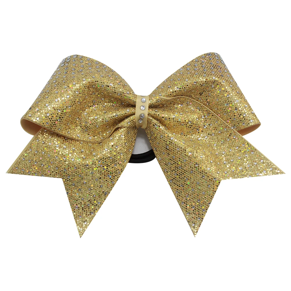 

6 inch glitter small rhinestone hair bows lovely cheer bows for girls