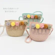 Обувь для девочек ротанга Плетеная соломенная сумка круглый цветок кошельки на молнии модные сумки