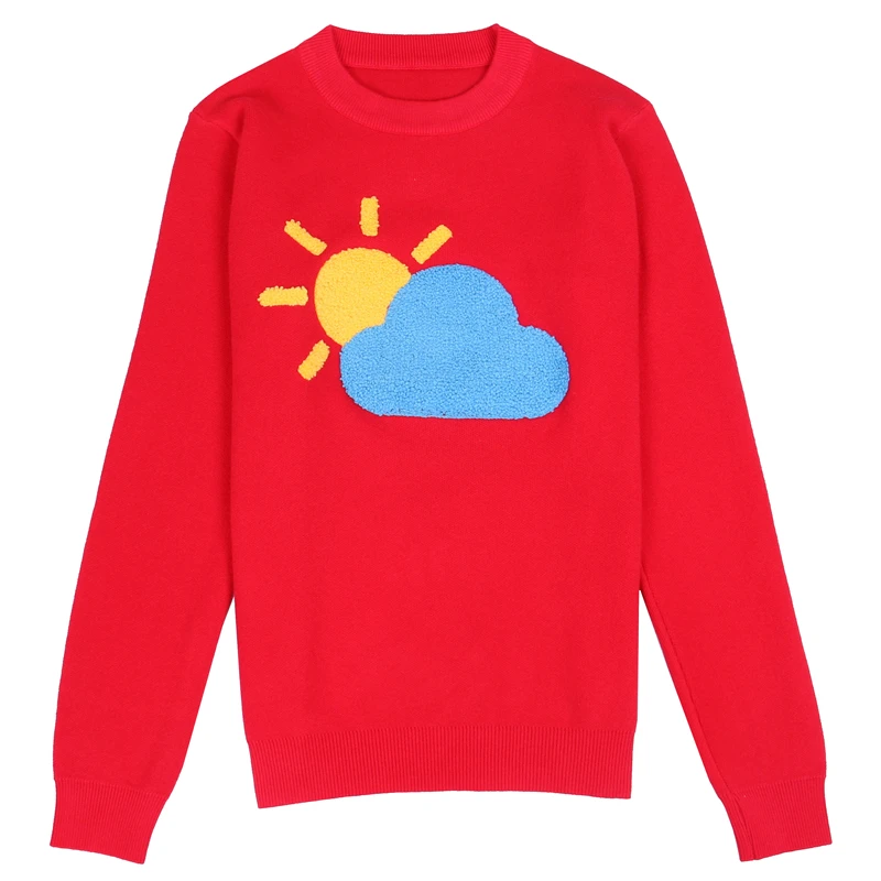 

Weather Intarsia Jumper Rainbow Crew Neck Jumper Thunder Pullover Snowflake Intarsia Sweater Sweet Brand Design Knitwear Fashion
