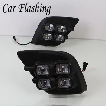 

CSGJMY 1set For Toyota Hilux Revo Vigo 2015 2016 2017 LED DRL Daytime Running Lights Daylight With turn yellow signal auto