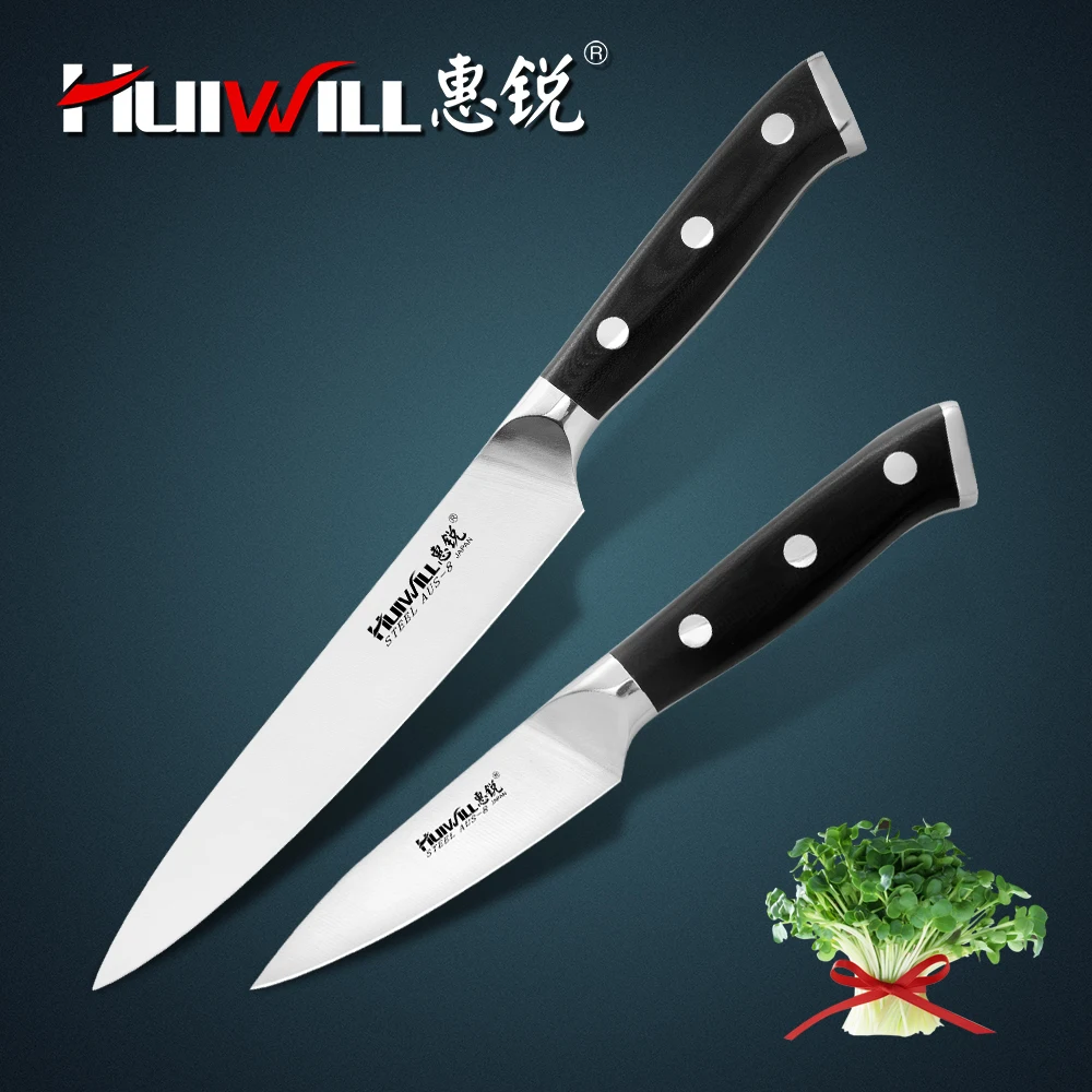 

Huiwill High Quality 2pcs Japanese AUS-8 Stainless Steel Utility Slicing knife Paring Peeling Knife