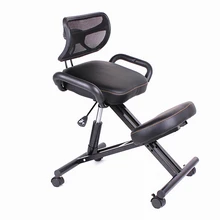 Эргономичный дизайн стула с спинкой и офисным эргономичным стулом на коленях осанки черный кожаный стул с колесами