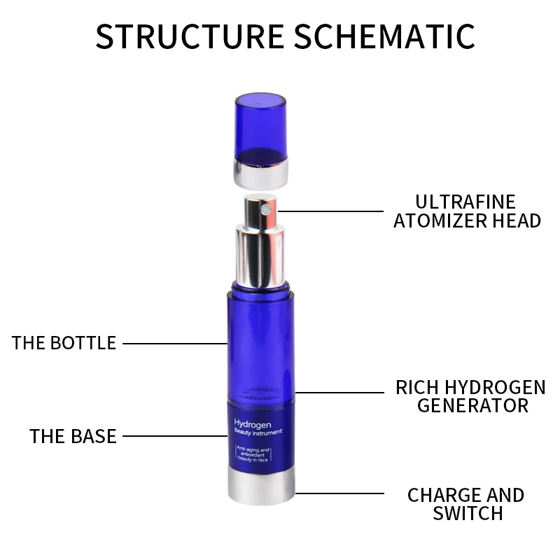 Титановый водородный водный генератор, водный lonizer, антивозрастной спрей для красоты, нано-гидратация воды, анти-окислительный распылитель