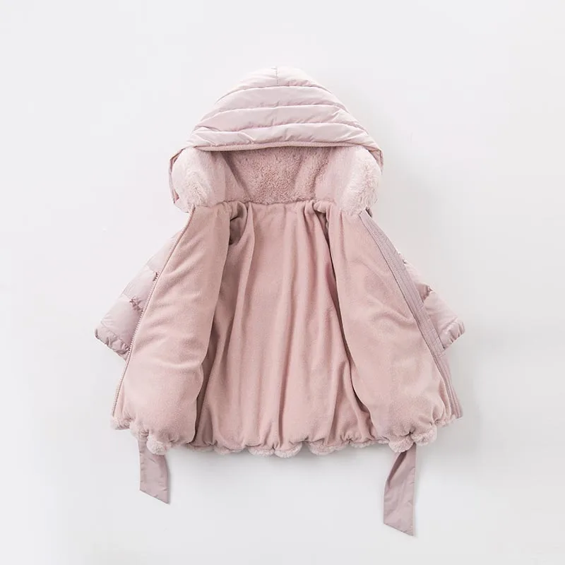 DB6932 dave bella/Зимний пуховик для маленьких девочек детское Стеганое пальто Детская верхняя одежда с капюшоном