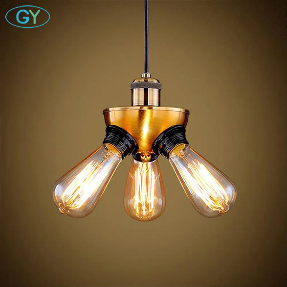 

Nordic Europe Style industrial pendant lighting lamps Copper Plated tripod socket scandinave pendant hanging light GY