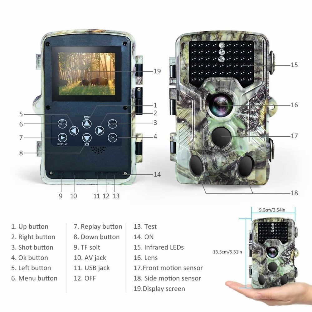 16MP Night vision 2.4LCD Hunting Wild Camera H881 Photo Trap 1080P IP56 Waterproof Infrared Trail camera