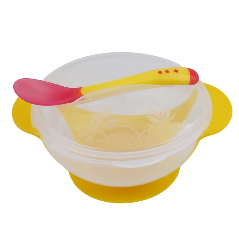 

1Set Baby Learning Dishes With Suction Cup Assist Food Bowl Infant Temperature Sensing Feeding Baby Tableware QB879616