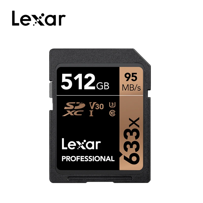 Lexar Подлинная sd-карта 633x16G 64 ГБ, 32 ГБ, 128 ГБ, флеш-карта SDHC/SDXC U3, класс 10, 256 ГБ, карта памяти SD для DSLR HD видеокамеры - Емкость: 512GB