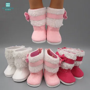 

MIMI baby shoes for doll fit 43-45 cm new born doll and American doll fashion pink snow boots Leather shoes
