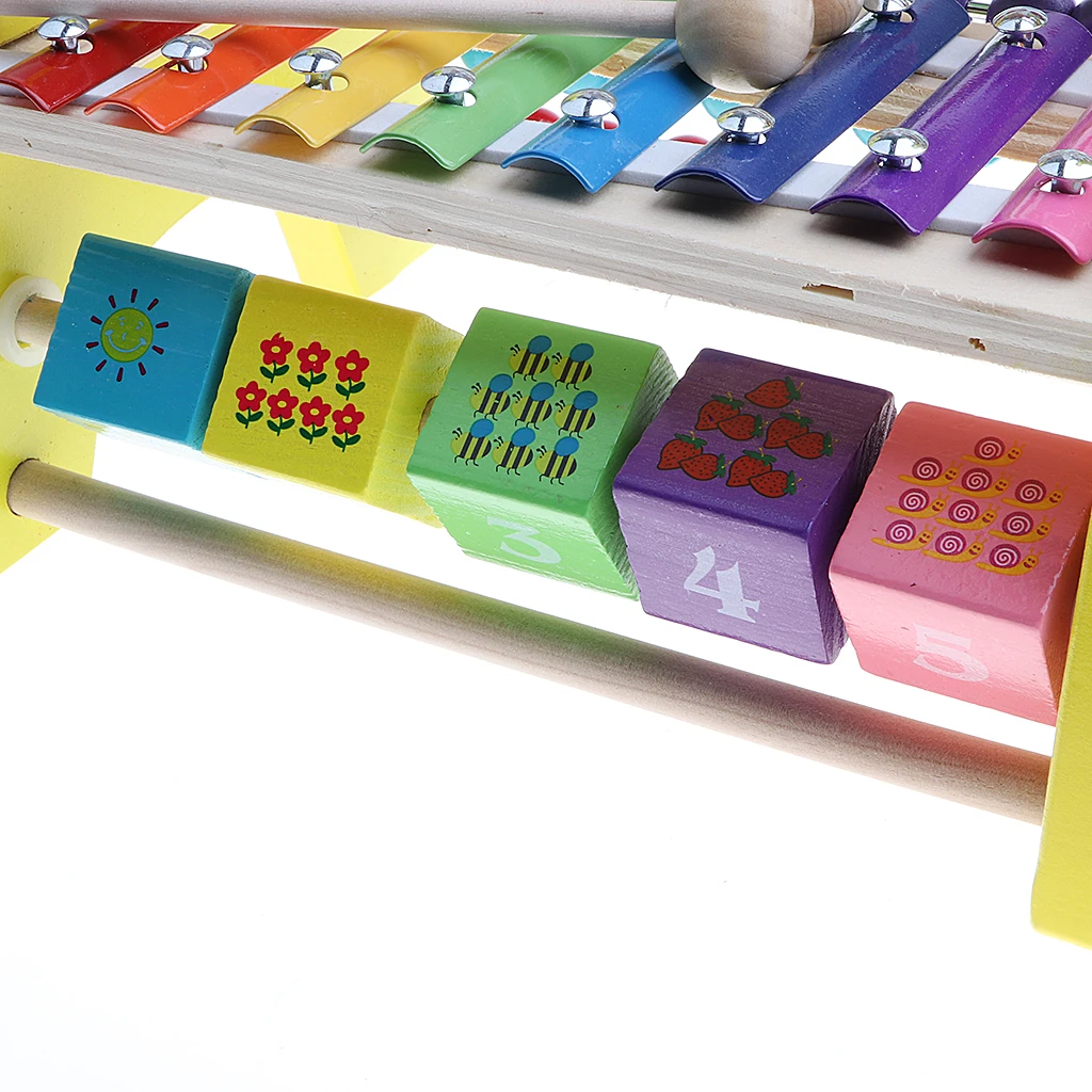 Musical Xylophone & Blocks & Beads Abacus Game Developmental Wooden Fawn Toy