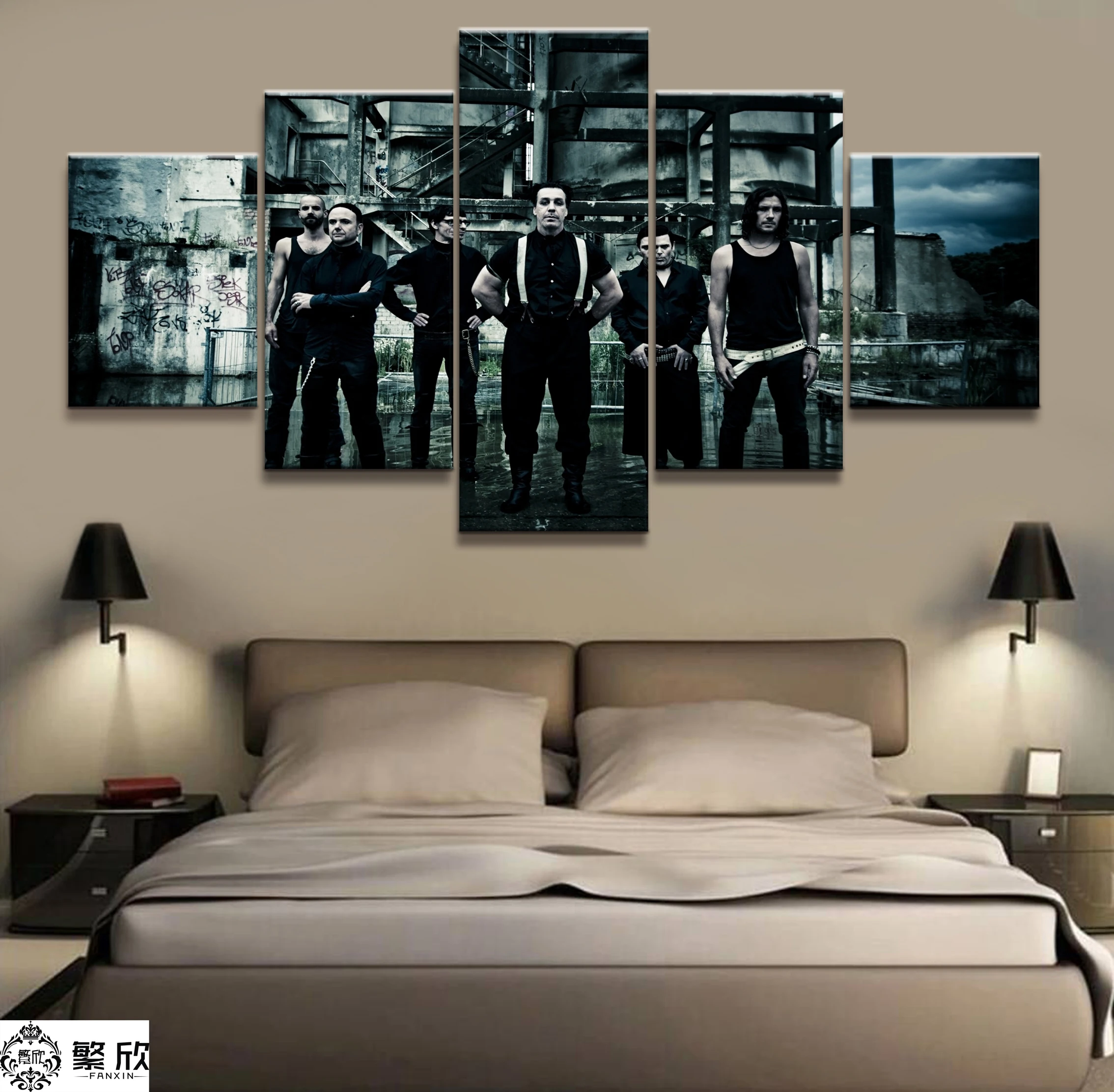 

5 Panel Rammstein Heavy Metal Band Poster Canvas Printed Painting For Living Room Wall Decor Picture Artworks Poster Wholesale
