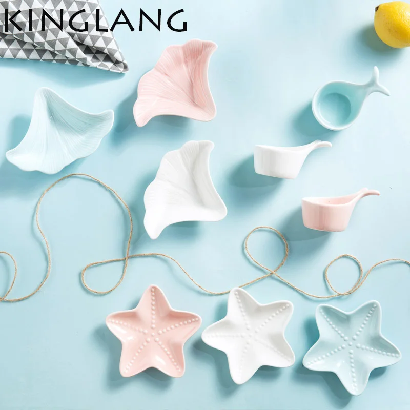 

Star shape whale Ceramic dish soy sauce snack household tableware dip seasoning vinegar dish