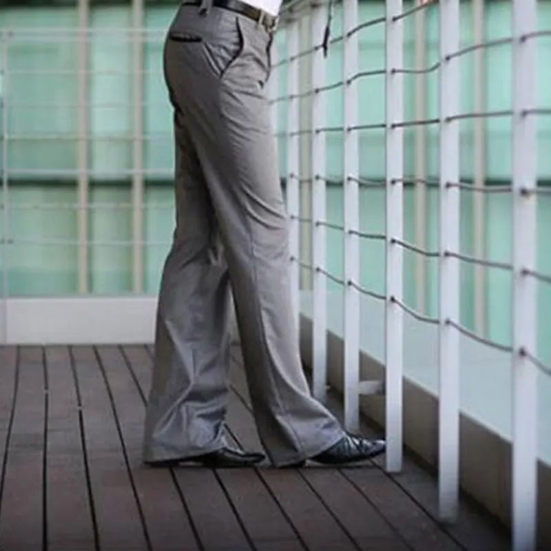 2019 New Men's Flared Trousers Formal Pants Bell Bottom Pant Dance White Suit Pants Size 28 2930 31 32 33 34 36 37