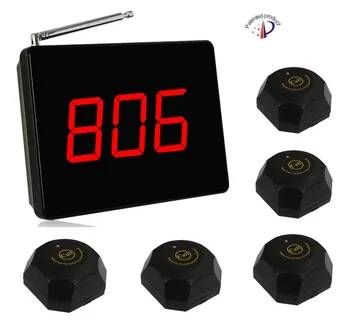 

Free shipping! Restaurant wireless call, teahouse/bar/cafe waiter service call bell system, 5pc call buzzer, 1pc screen display