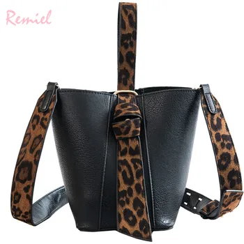

European Retro Fashion Lady Bucket bag 2018 New Quality PU Leather Women's Designer Handbag Leopard Tote Shoulder Crossbody Bag