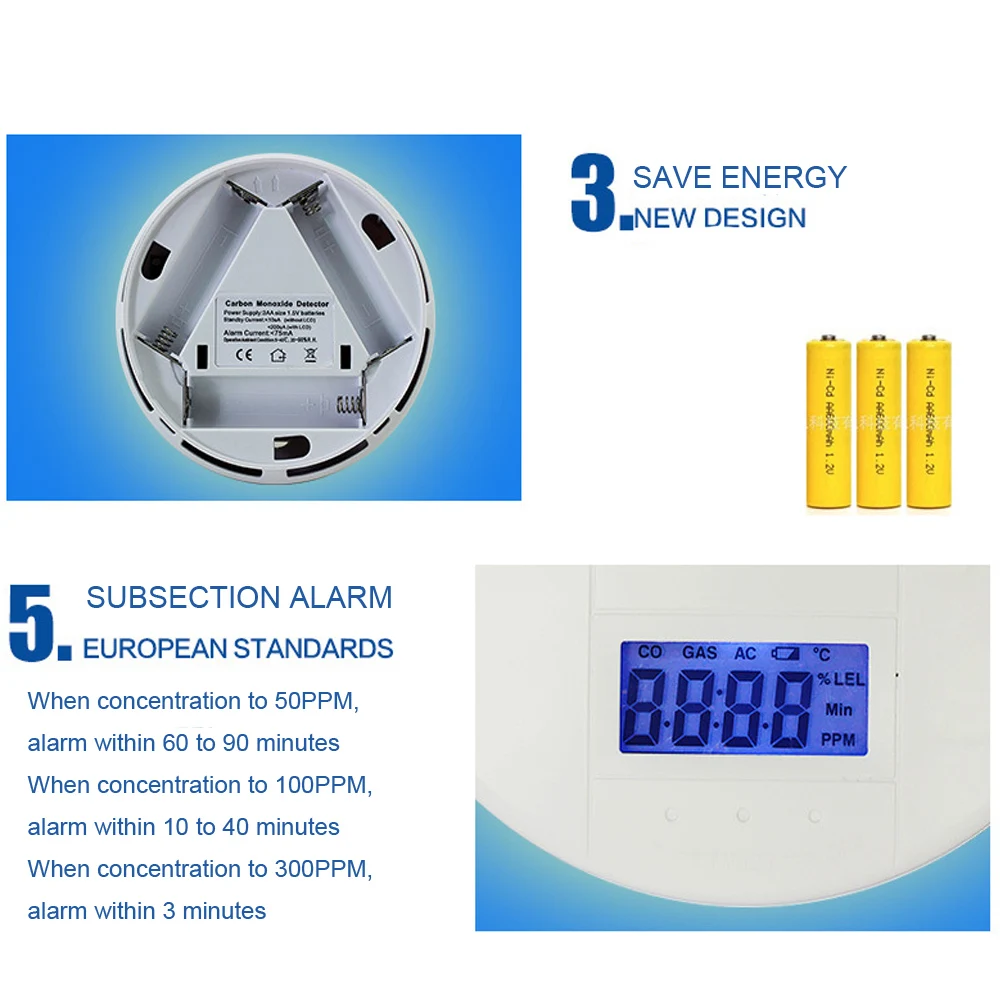 Topvico беспроводной CO детектор угарного газа датчик сигнализации чувствительный 4 номера цифровой ЖК-дисплей дома охранная система сигнализации