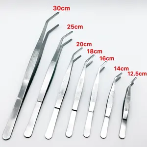 Stainless Steel Elbow Tweezers 12.5cm/14cm/16cm/18cm/20cm/25cm/30cm Clip Tool Medical Repair Tools