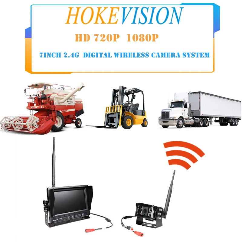 HOKEVISION 7 дюймов беспроводная камера заднего вида Автомобильный монитор TFT lcd для камера грузовика поддержка автобуса/RV 2,4G Цифровая беспроводная система