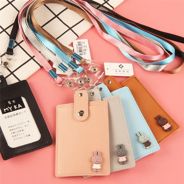 

1Pcs Creative Cartoon Leather Card Holders Card ID Holders Identity Badge Student Nurse Bank Credit Card Holders ID Badge Holder